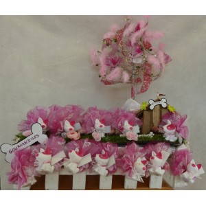 Montage avec chien lumineux fuschia Montage avec chien lumineux fuschia