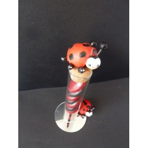 Eprouvette sur miroir avec coccinelles Eprouvette sur miroir avec coccinelles