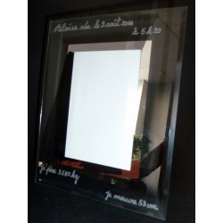 Cadre-photo en verre neutre gravé