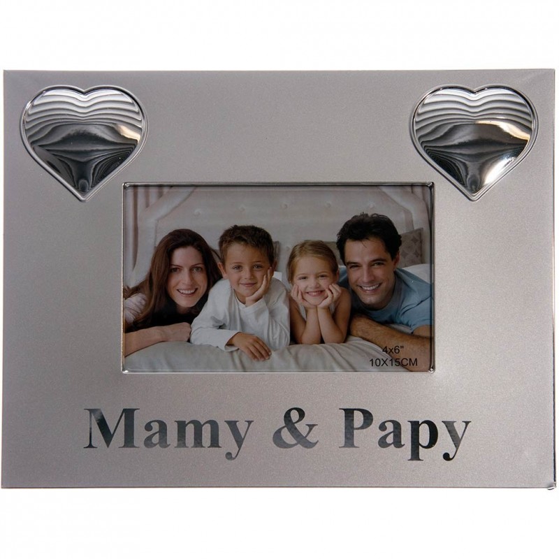 Cadre métal argenté coeurs mamy et papy Cadre métal argenté coeurs mamy et papy