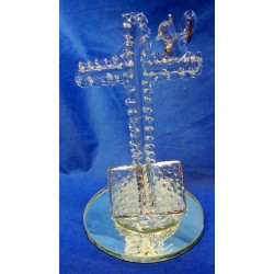 Croix sur miroir en cristallin gravée