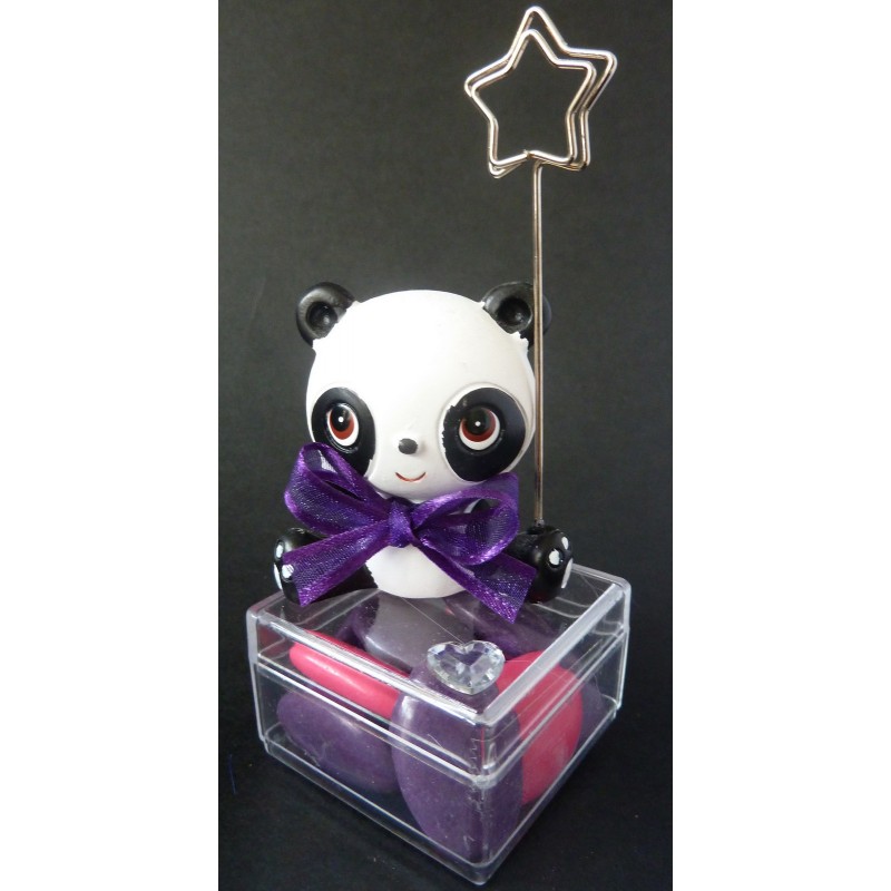 Panda porte-photo sur une boite transparente Panda porte-photo sur une boite transparente