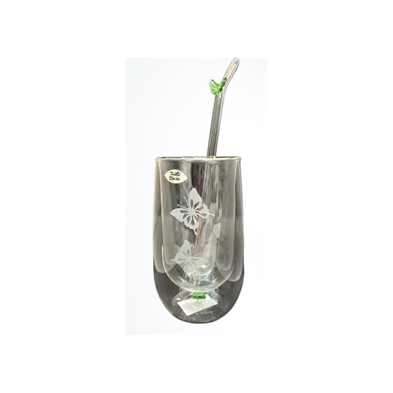 Verre à Vin Avec Paille Créatif 300ml - Transparent Pour Cocktails, Maison Et Fêtes